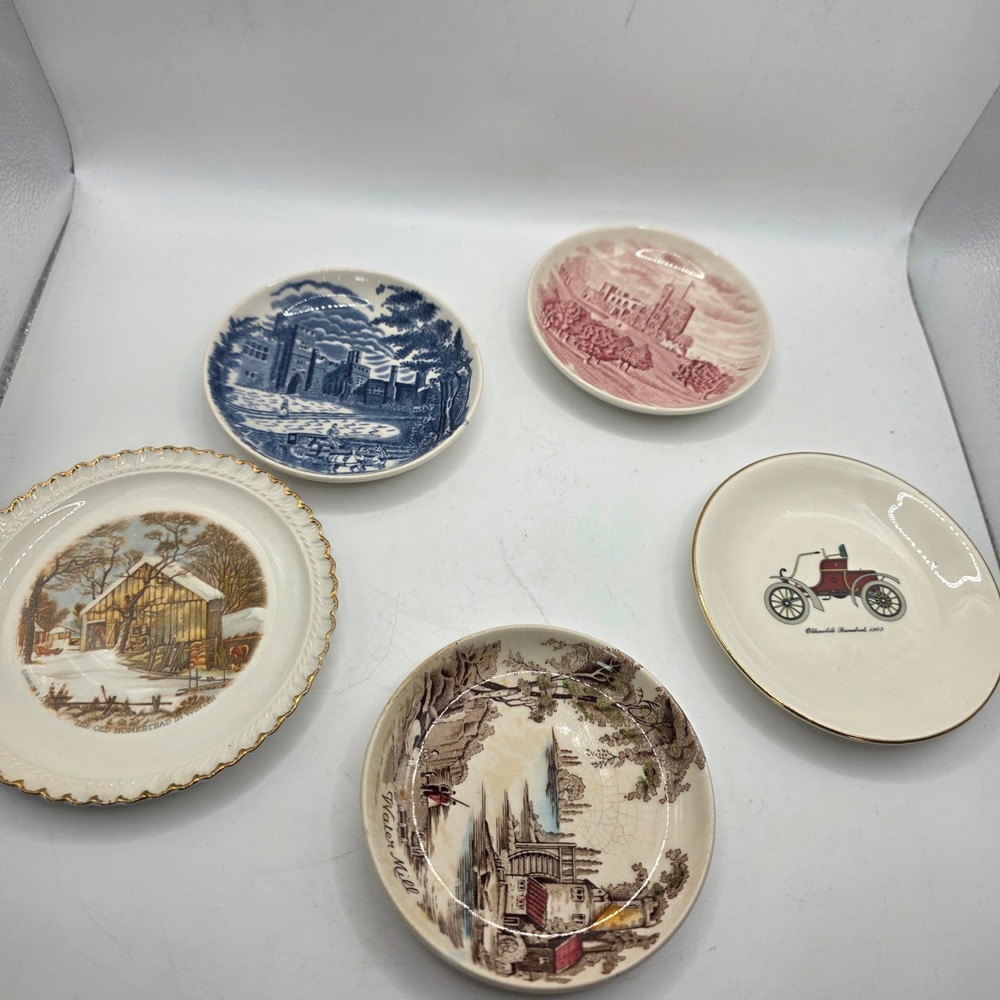 Vintage Decorative Plates Lot Johnson Bros Harkerware England Water Mill Castle